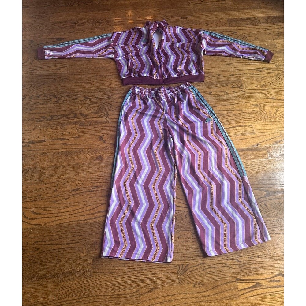 Farm Rio X Adidas Purple/Multicolored Zigzag Tracksuit Set Sz XL